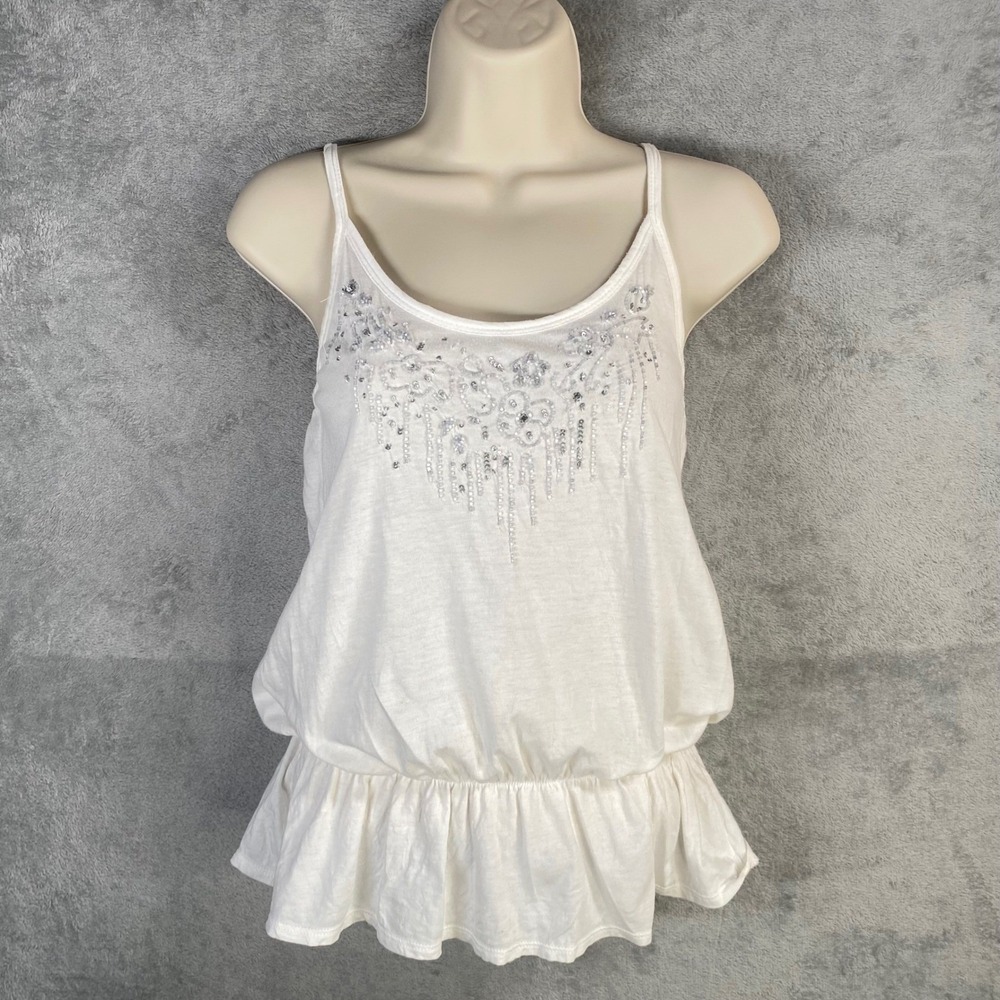 Old Navy Cami Tank Top Womens XS Beaded Y2K Coquette Fairy Preppy Girly Chic